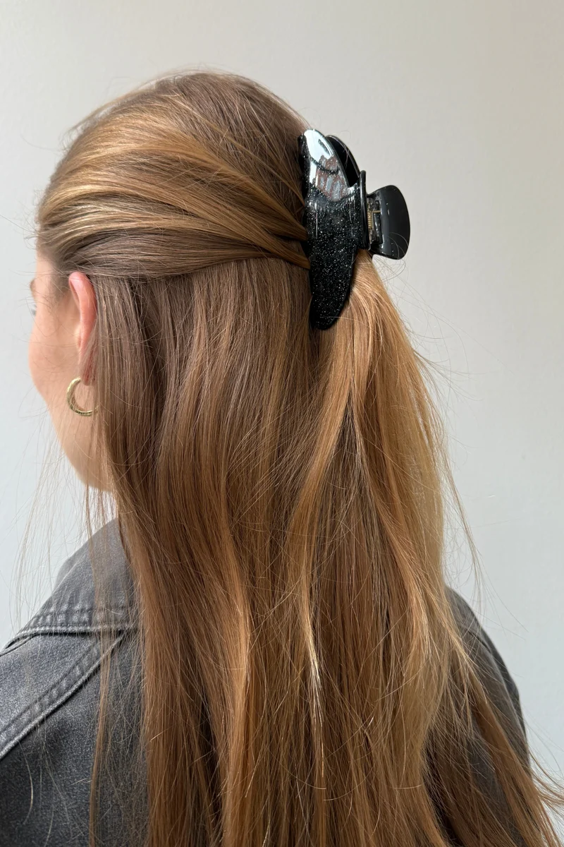 Hair Clip - Black Glitter
