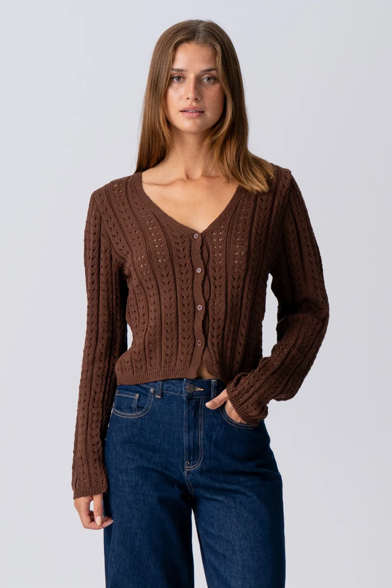 Virginia Knit Cardigan - Brown