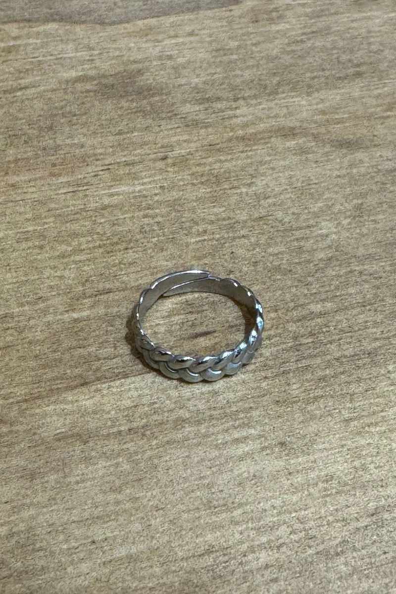 Woven Steel Open Ring - Silver