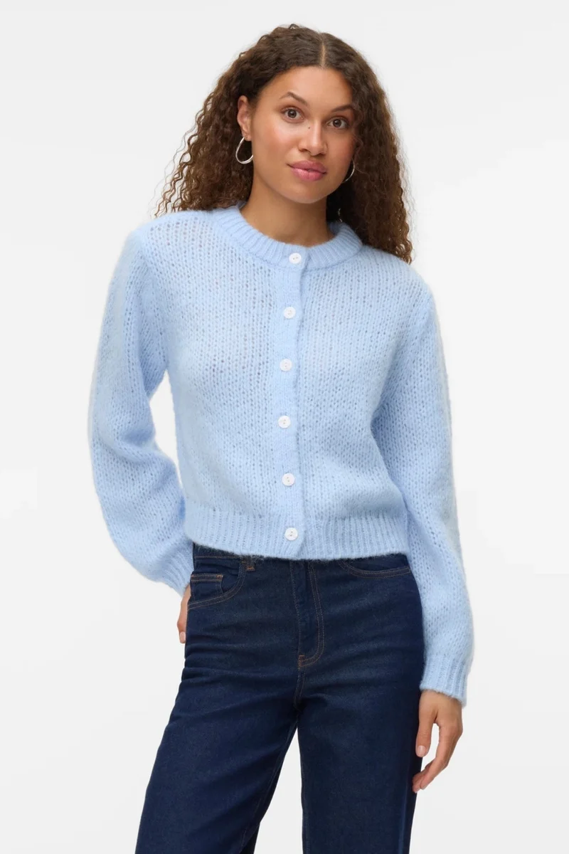 Wilo O-Neck Cardigan - Cashmere Blue