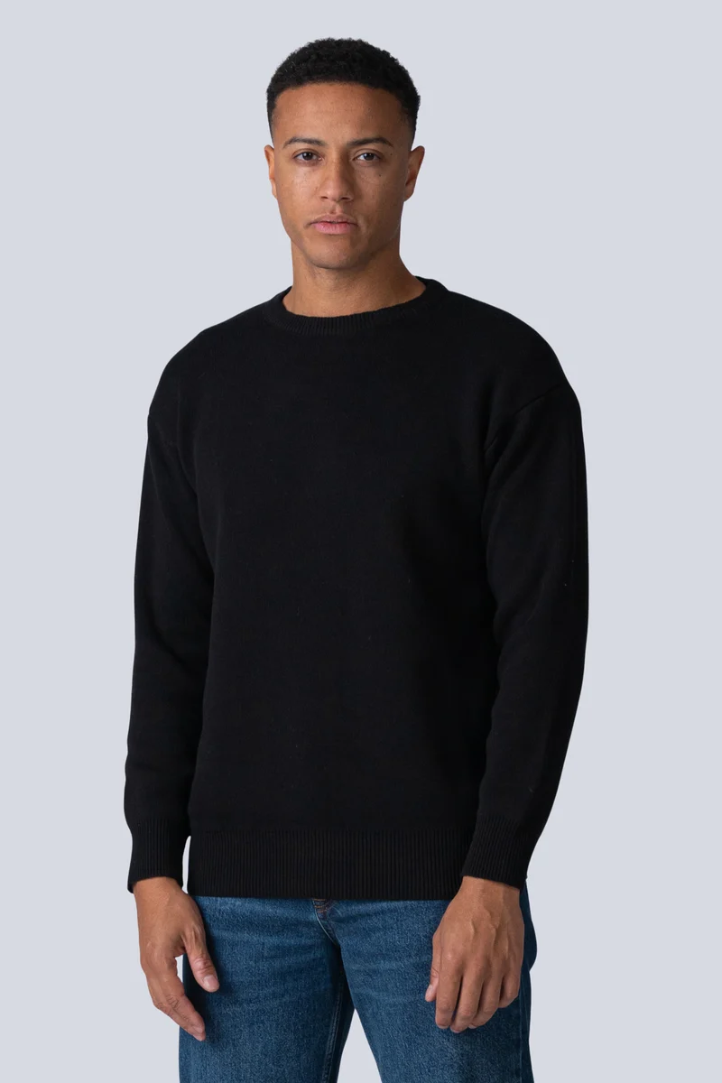 Crewneck Knit Sweater - Black