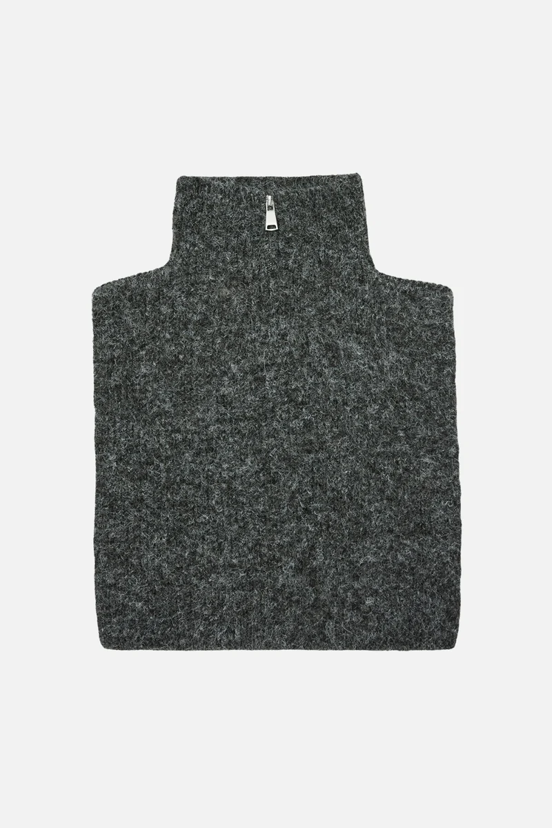 Cora Zipper Bibneck - Dark Grey Melange