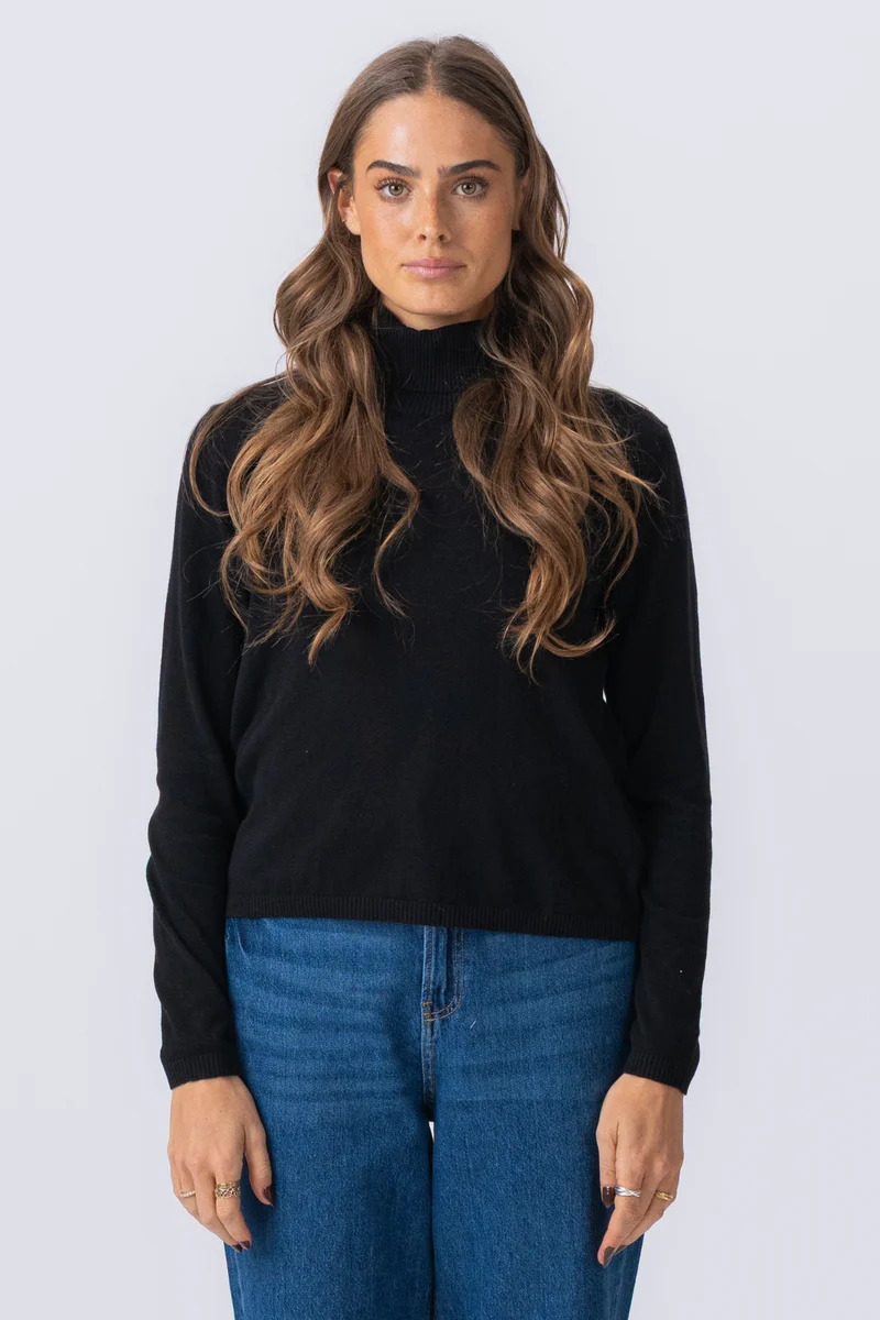 Basic Knit Roll Neck - Black