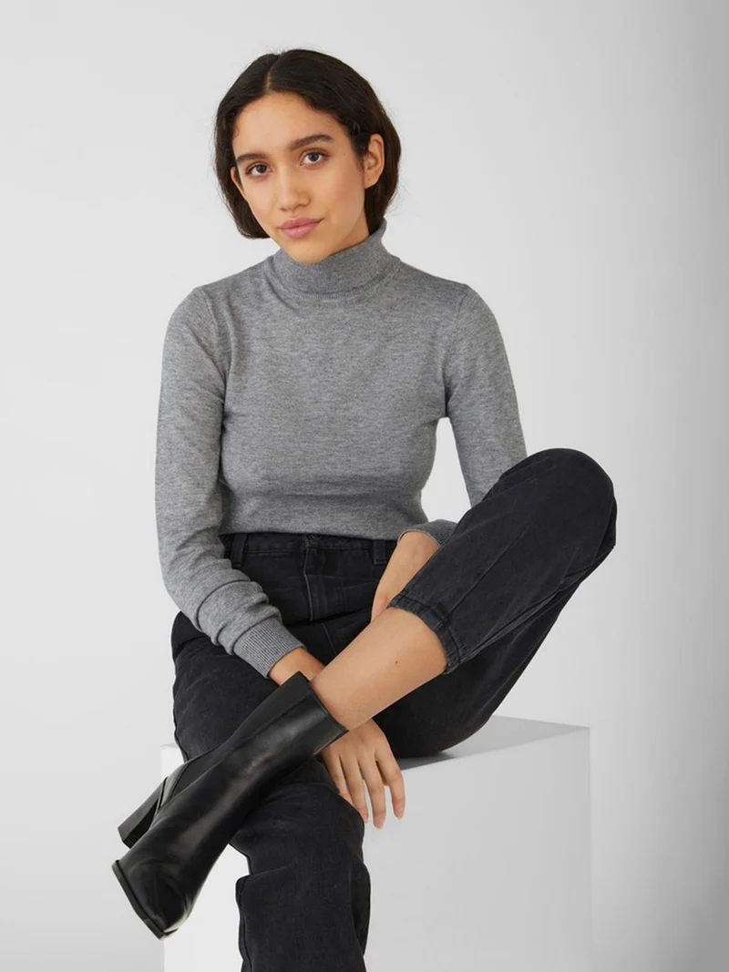 Thess Turtleneck - Medium Grey Melange