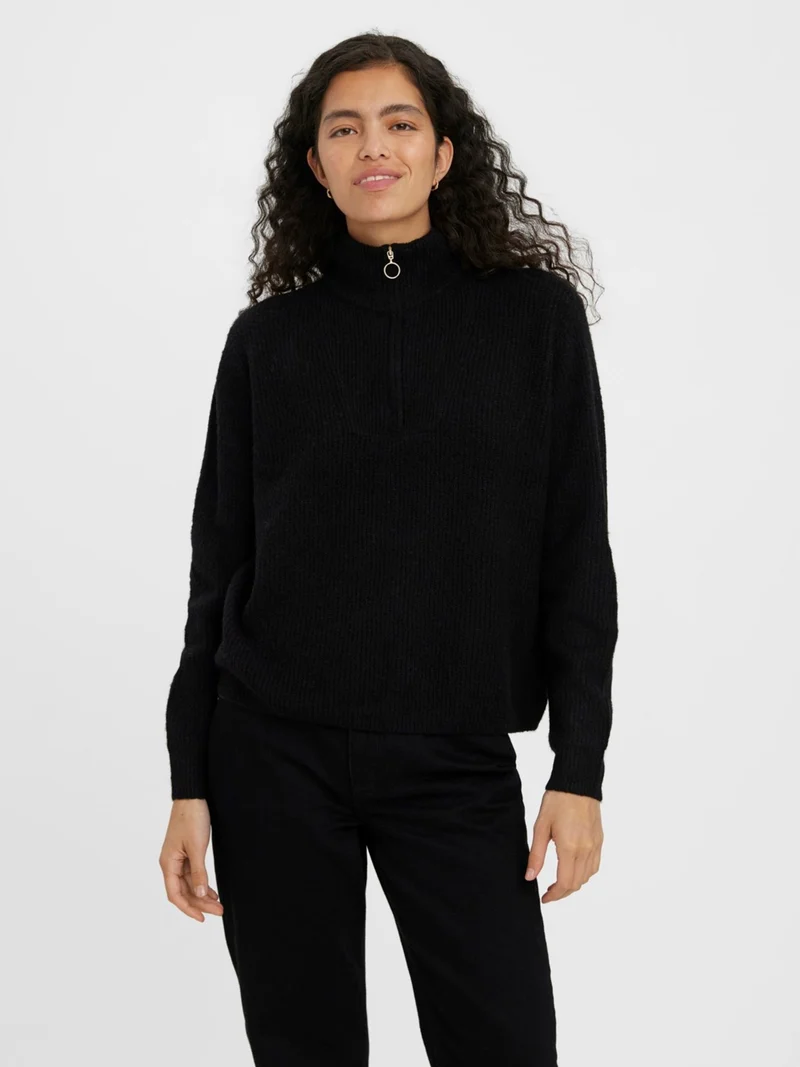 Plaza Zipper Knit - Sort