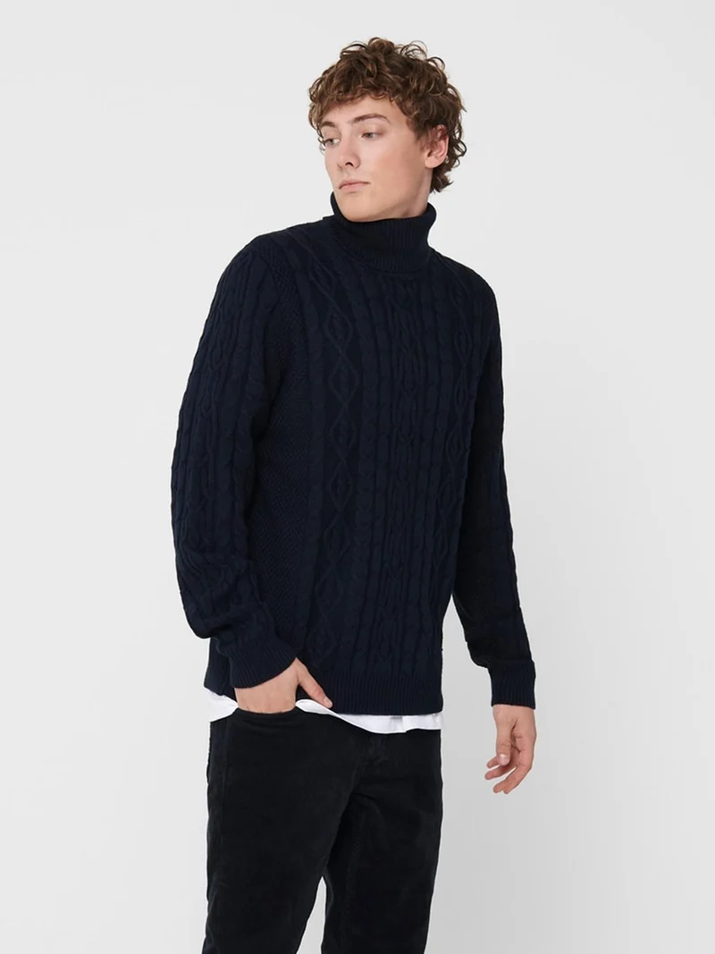 Rigge Knit Turtleneck - Dark Navy