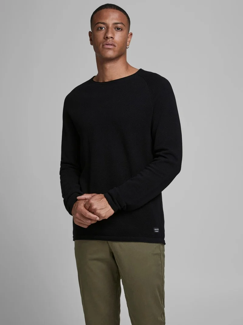 Textured knit sweater - Black