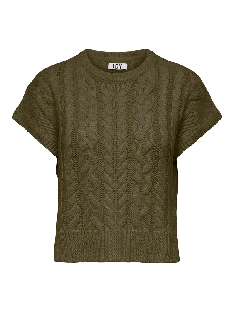 Violetta Cable Vest - Dark Olive