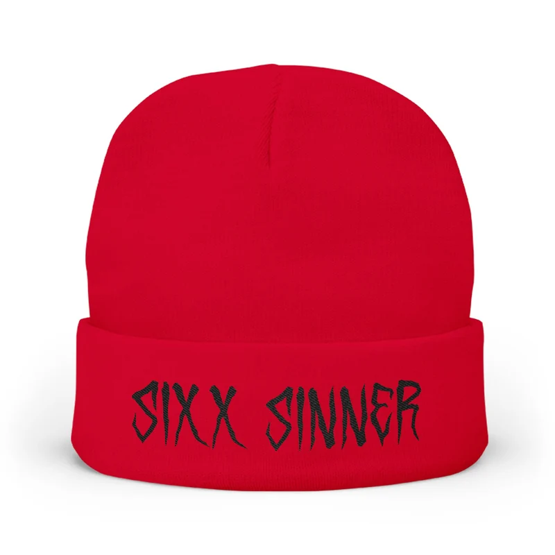 SIXX SINNER - Embroidered Knit Beanie Winter Hat