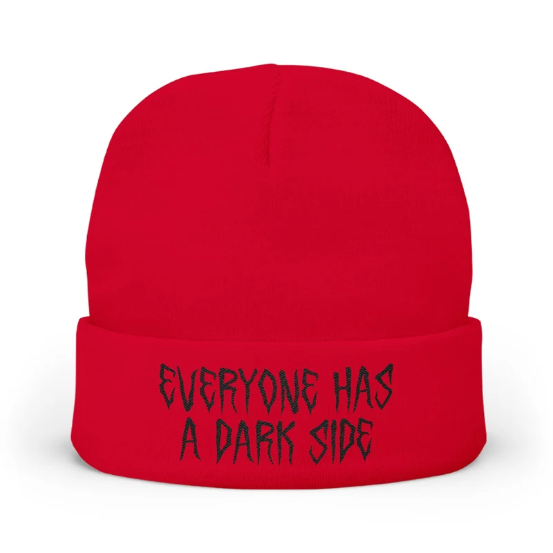 EVERYONE HAS A DARK SIDE - Embroidered Knit Beanie Winter Hat