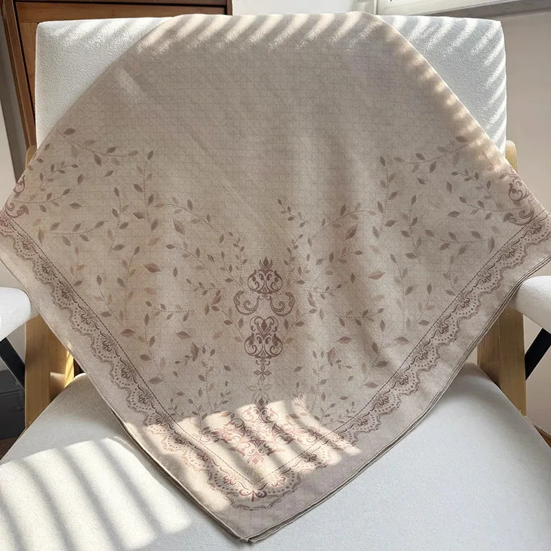 Luxe vierkante hijab met barokprint, vintage damast voile sjaal voor dames