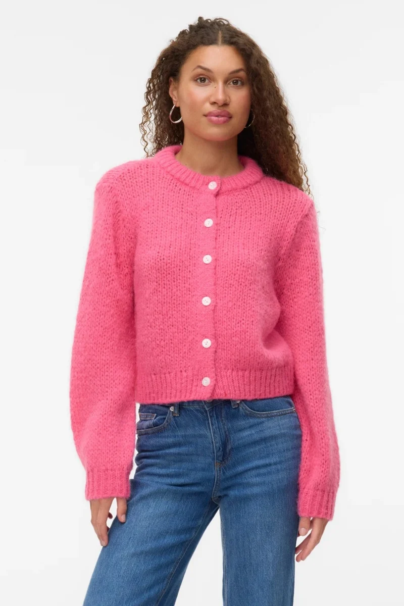 Wilo O-Neck Cardigan - Hot Pink