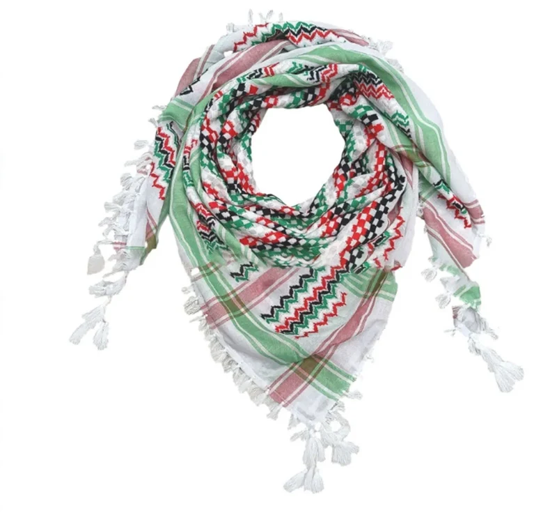 3-kleurige Palestina-sjaal Keffiyeh-hoofd-halswikkel met jacquard en kwastje