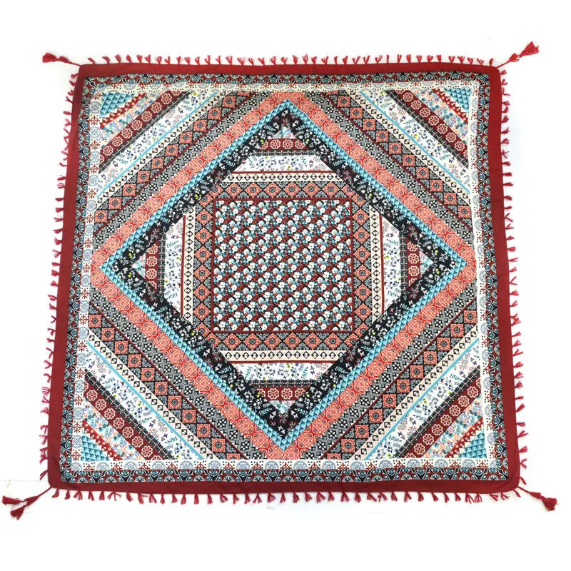 Groothandel Boho Sjaal - Nationale Stijl Franjes Sjaal met Jacquardpatroon Bloemen Sjaal