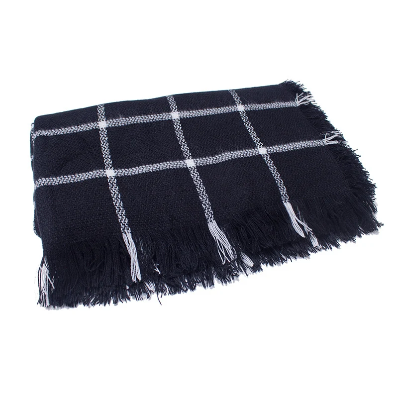 Geruite imitatie kasjmier sjaal kwast sjaals - Lichtgewicht poncho maker