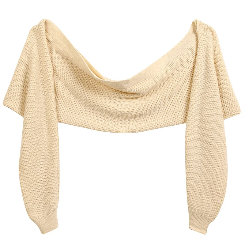 Effen gebreide damesjas met lange mouwen - Bovenkleding Cardigan Sjaal OEM