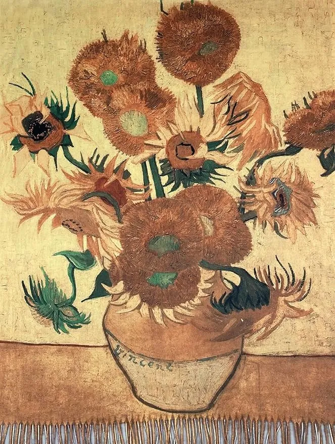 Faux Cashmere Van Gogh Zonnebloem Kunst Sjaal - Zachte en Delicate Sjaal Bulk