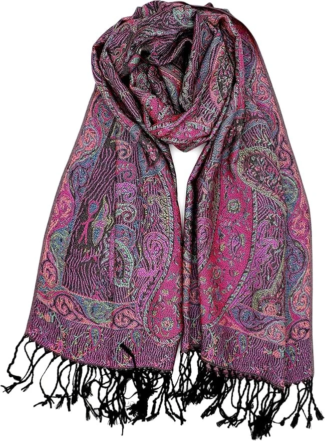 Metallic wandtapijt met pruimenveren - Leverancier van pashmina-sjaals met etnisch paisleypatroon