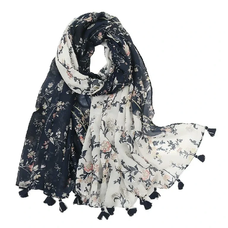 Groothandel Vintage Bloemen Linnen Sjaal Lichtgewicht Boheemse Etnische Omslagdoek