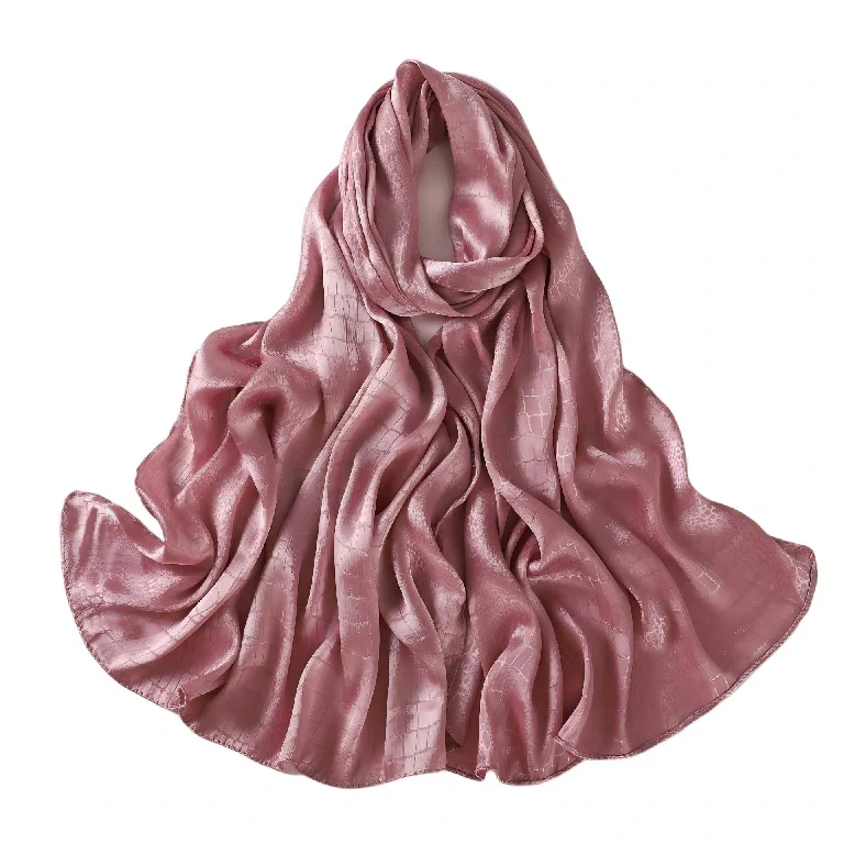 Groothandel grote satijnen sjaal met krokodillenprint voor dames, lichtgewicht hijab