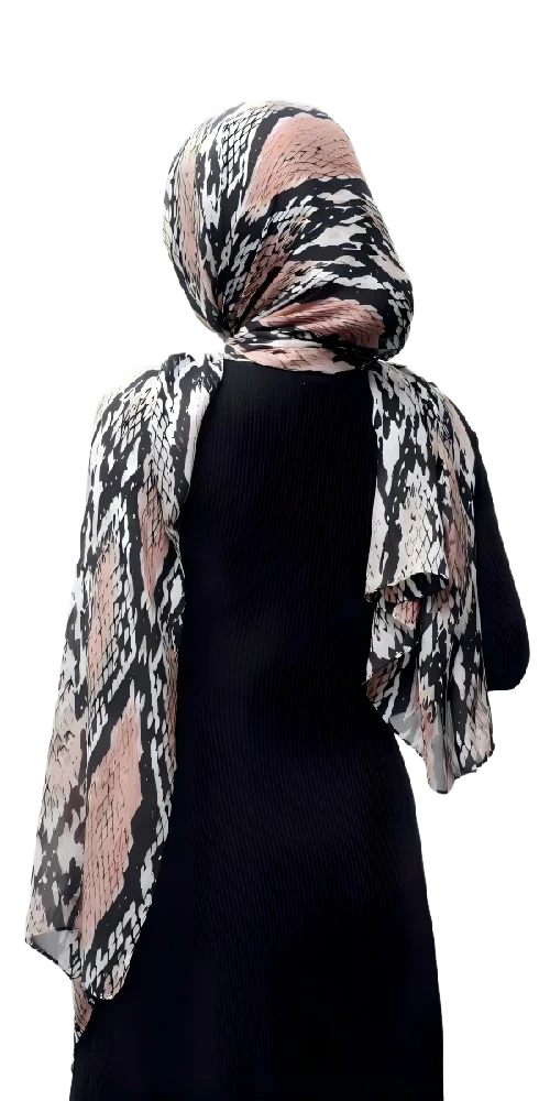 Sjaal met digitale print op maat, lichtgewicht chiffon sjaal met slangenprint voor dames
