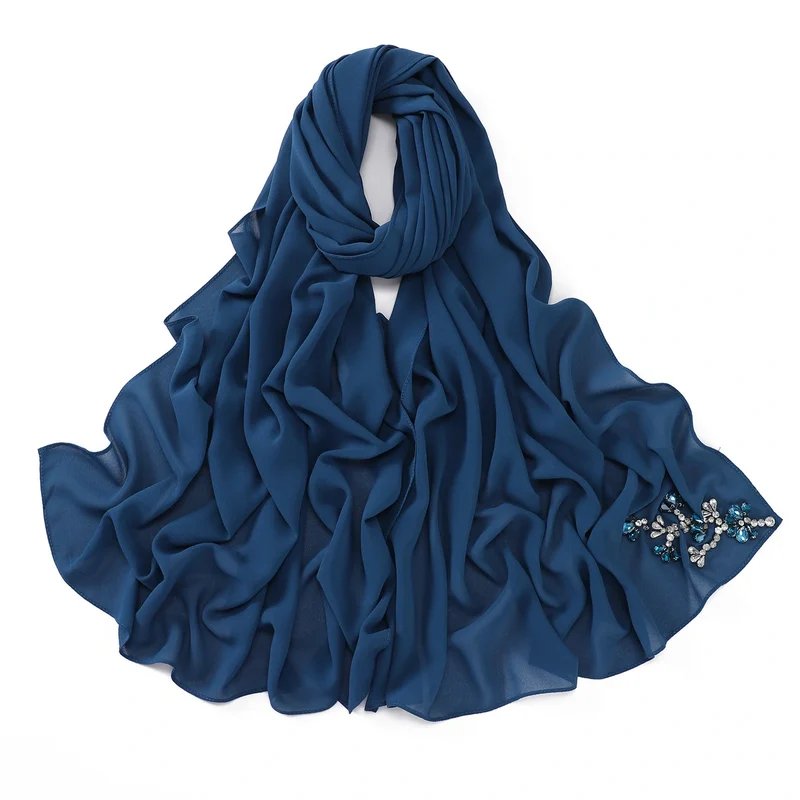 Groothandel in bloemen- en diamantmotieven premium chiffon hijab islamitische sjaal