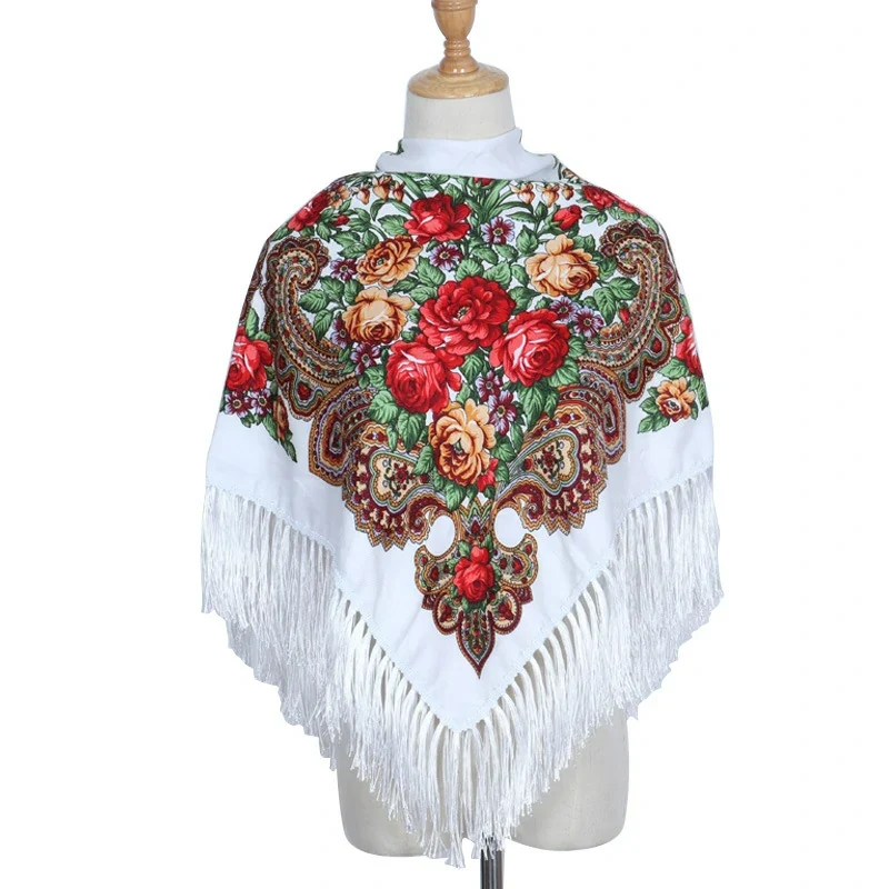 Groothandel Baboesjka Bloemen Slavische Volkshoofddoek Sjaal Kwastje Rusland 90×90