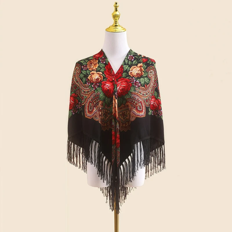 Groothandel Baboesjka Bloemen Slavische Folk Hoofddoek Sjaal Kwastje 110×110