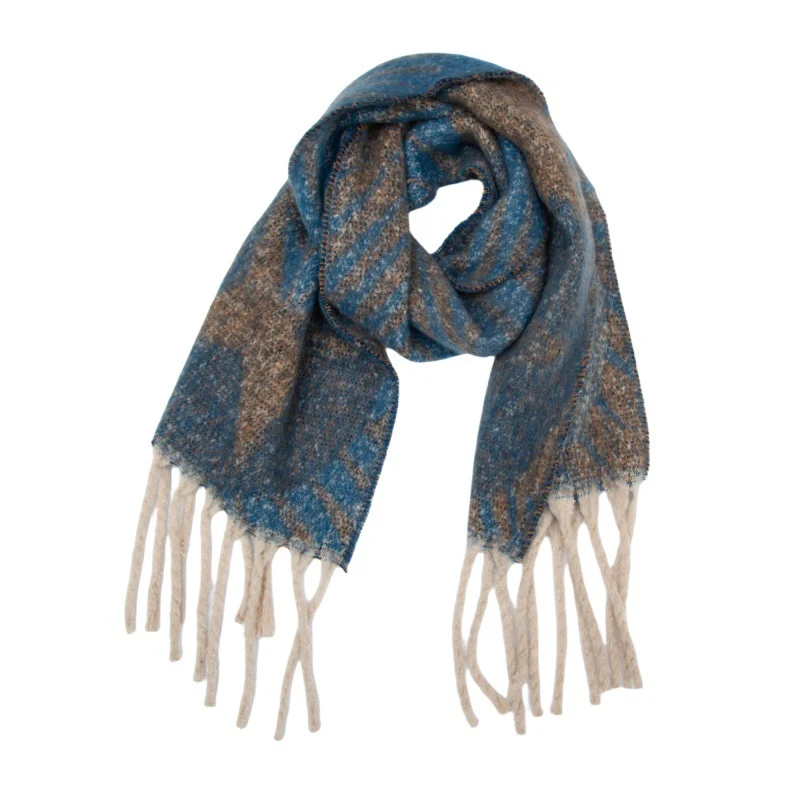 Herfst Winter Boucle Jacquard Ster Kwastjes Sjaal - Unieke Retro Elegante Deken Sjaal ODM
