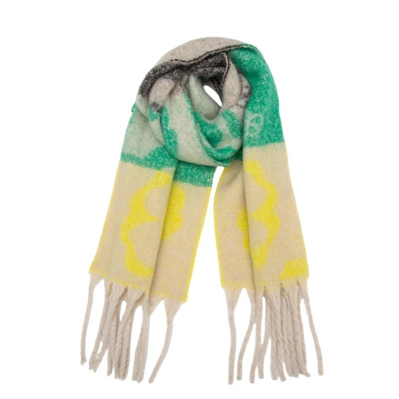 Winterse oversized, pluizige sjaals voor dames - imitatie mohair jacquard dekenmaker