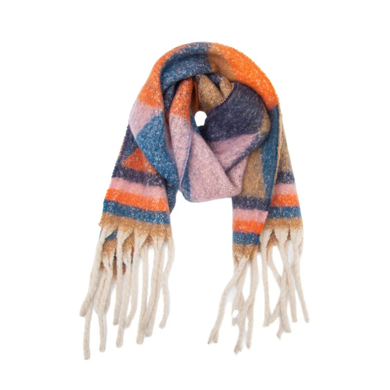 Jacquard driehoekpatroon kwast warme sjaal - Office Home zachte gestreepte deken ODM