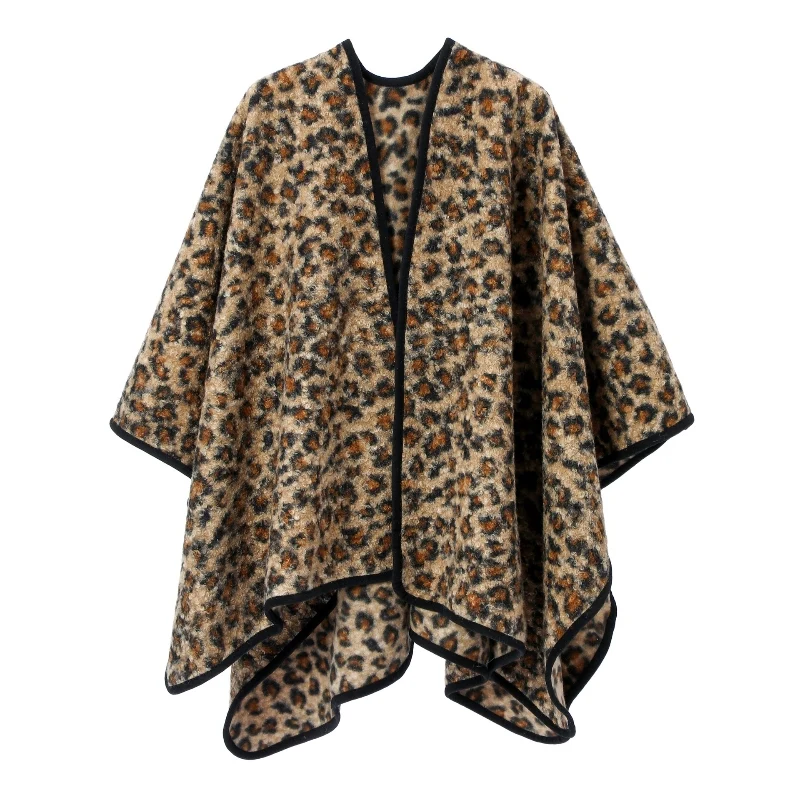 Luipaardprint open poncho cape - Oversized dikke sjaaljas OBM