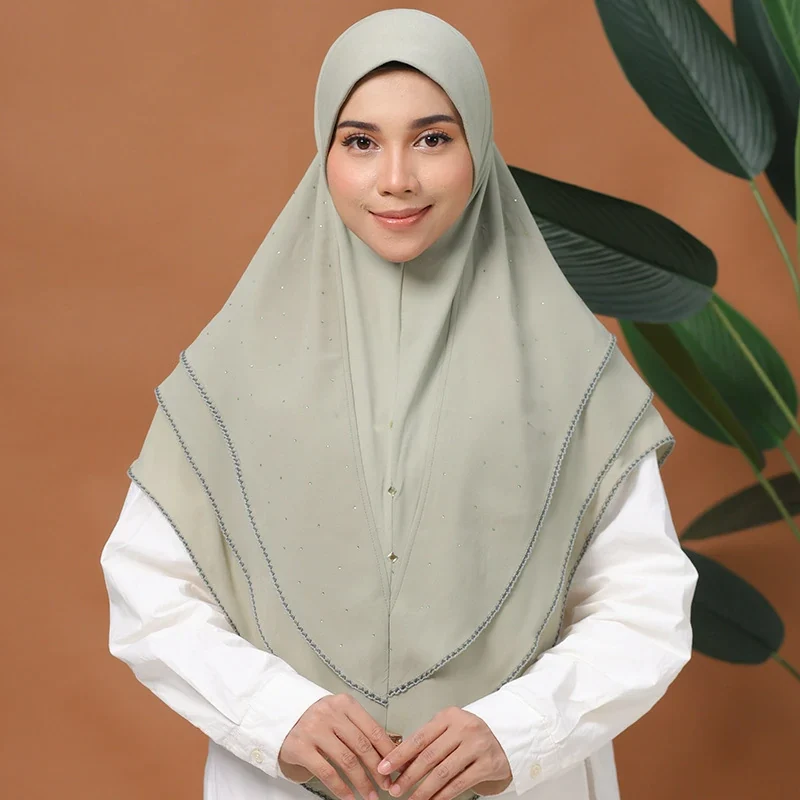 Groothandel islamitische katoenen hijab met kralenrand en geborduurde afwerking.