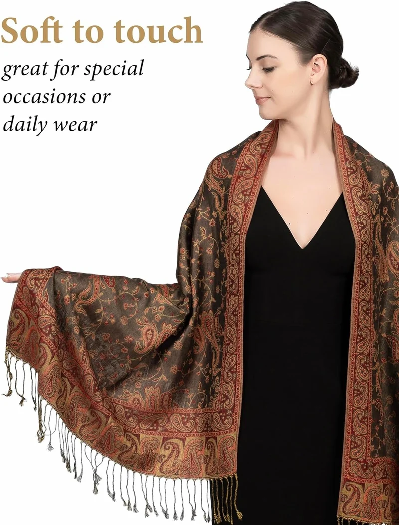 Groothandel in elegante avondsjaal met paisleypatroon voor dames - Luxe, comfortabele kasjmier sjaal