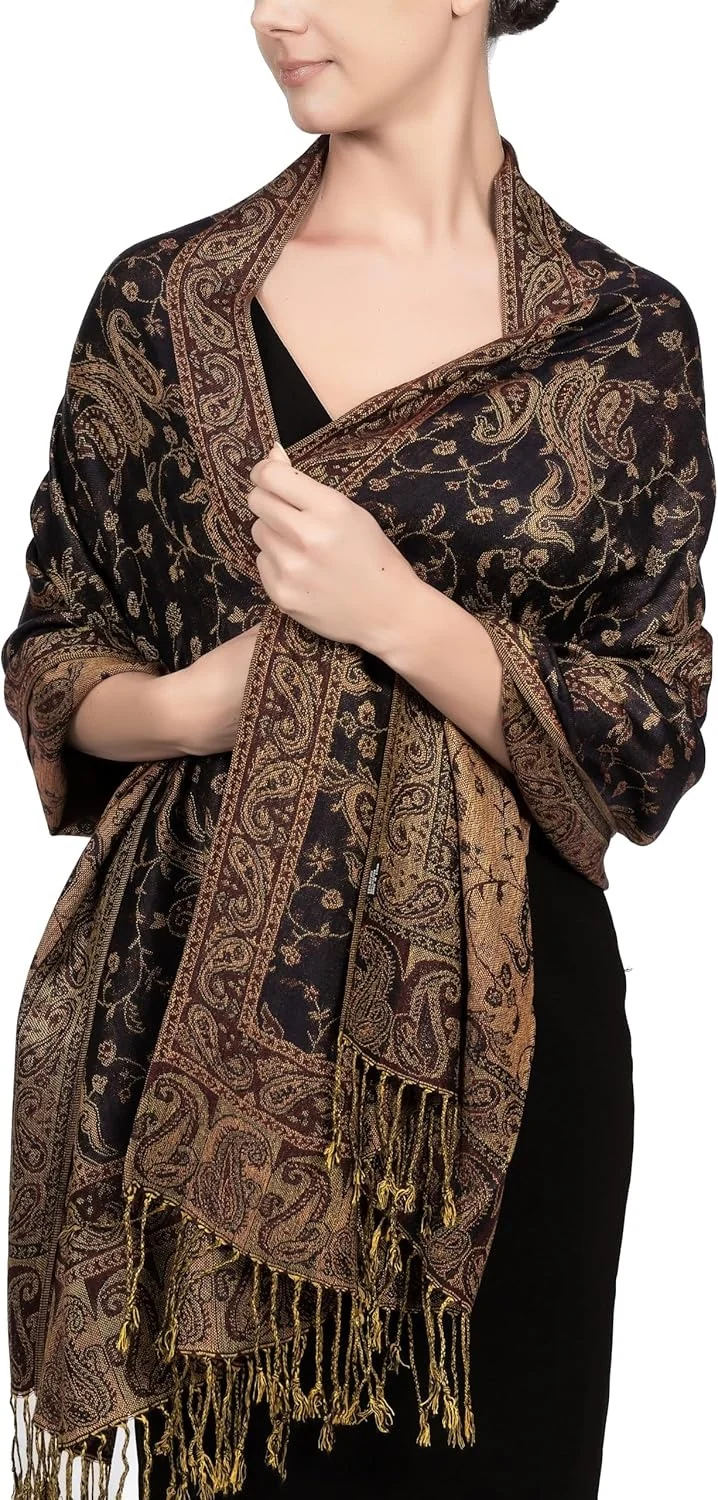 Fabriek Tweekleurige vintage paisley kasjmiersjaal - een lichte, warme sjaal voor alle seizoenen