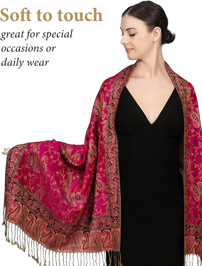 Bulk Dubbelzijdige kleurrijke paisley kasjmier sjaal - elegante luxe ter bescherming tegen de kou