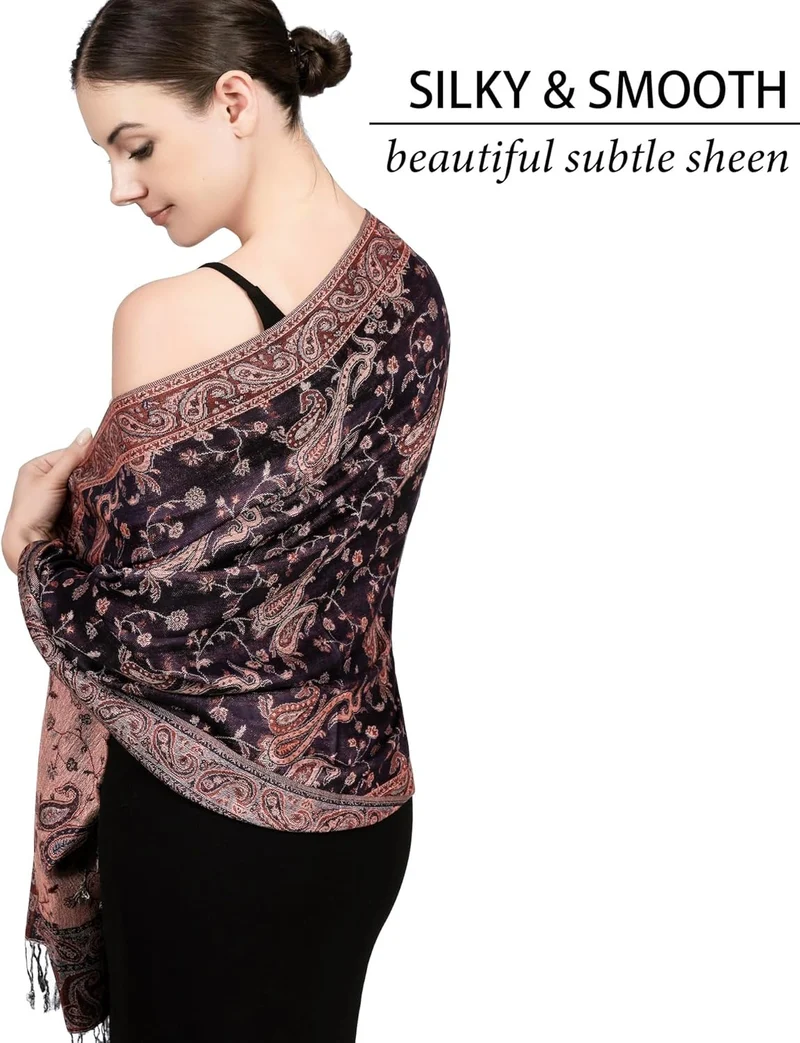 Leverancier Dames Paisley Vintage Jacquard Sjaal - Zachte en zijdezachte dubbelzijdige sjaal