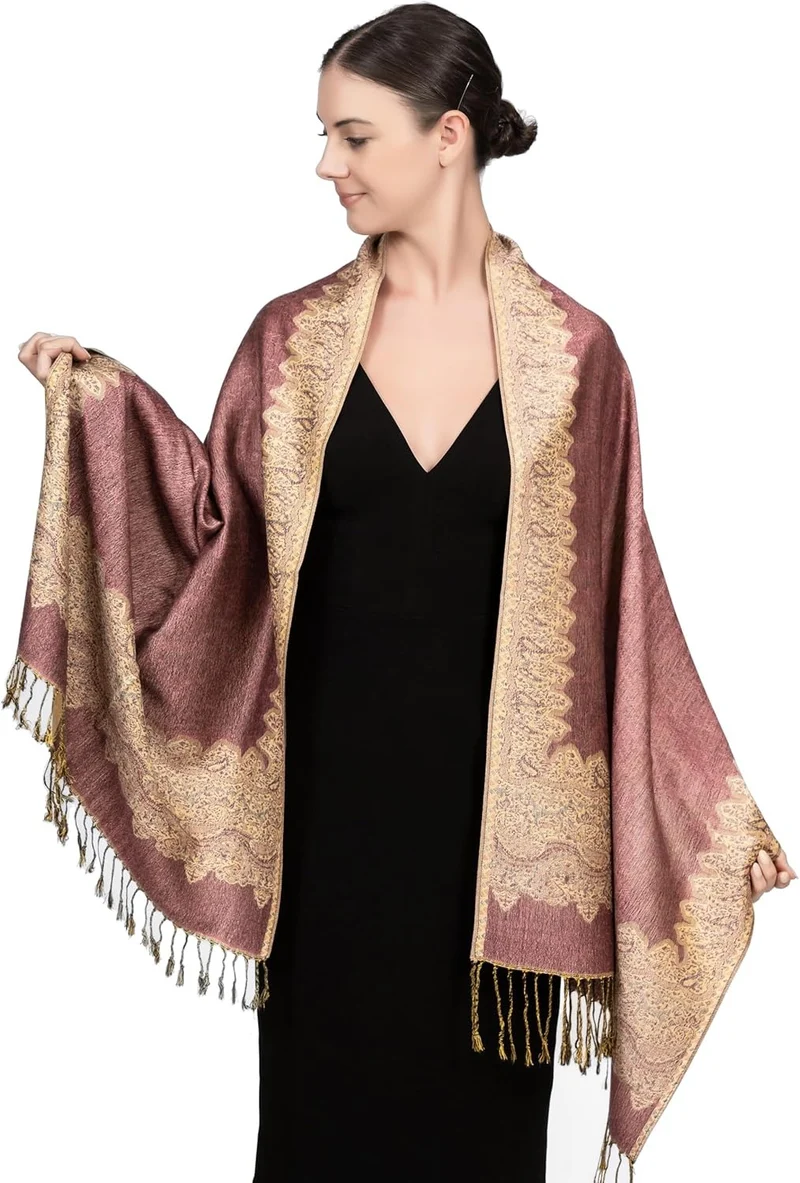 Fabrieken Paisley-patroon Zachte zijdezachte elegante sjaal - Dames kasjmier sjaal met kwastjes