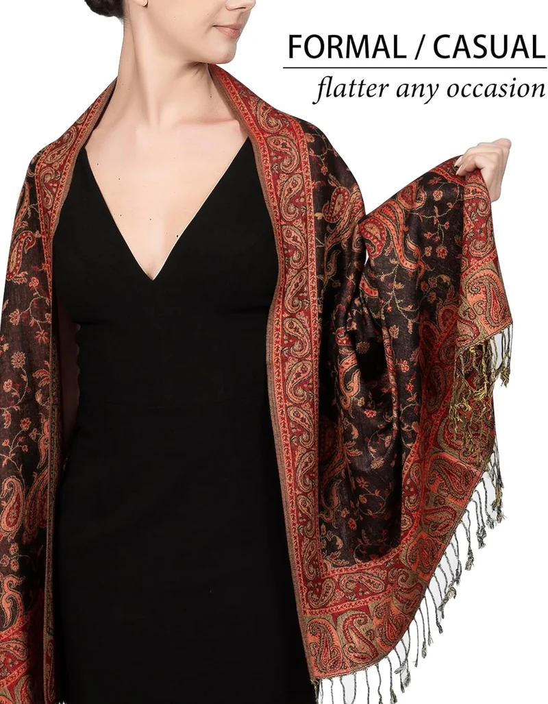 Op maat gemaakte tweekleurige vintage paisley kasjmiersjaal - een lichte jurksjaal voor alle seizoenen