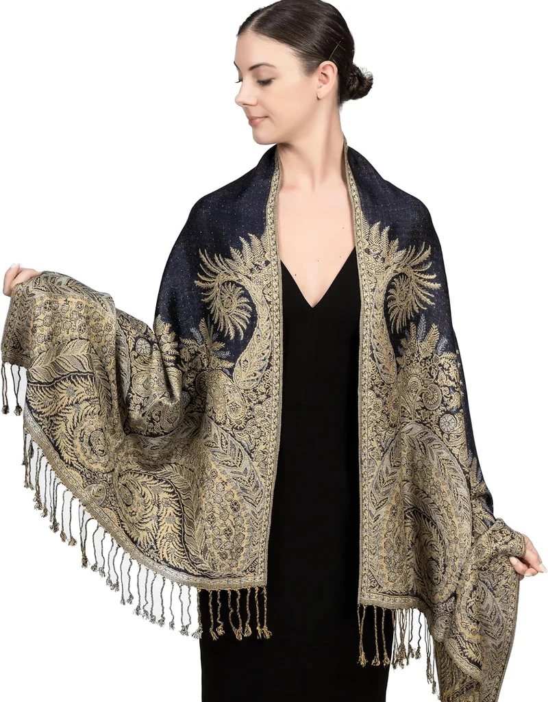 Bulk Double Faced Cashmere Paisley Sjaal - Elegante Dames Bedrukte Kwastjes Warme Sjaal