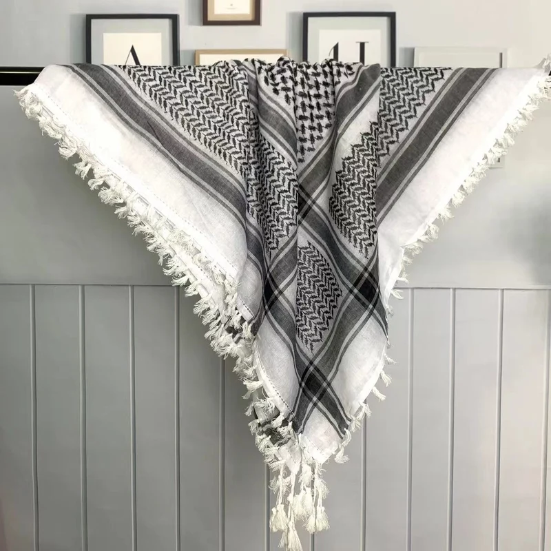 Private Label Zwart-Wit Keffiyeh met Kwastjes - OEM-oplossingen voor Distributeurs