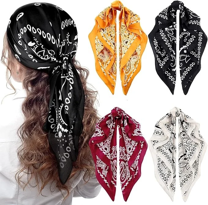 Bulk 27 inch etnische bedrukte bandana - zijden sjaal met wervelpatroon