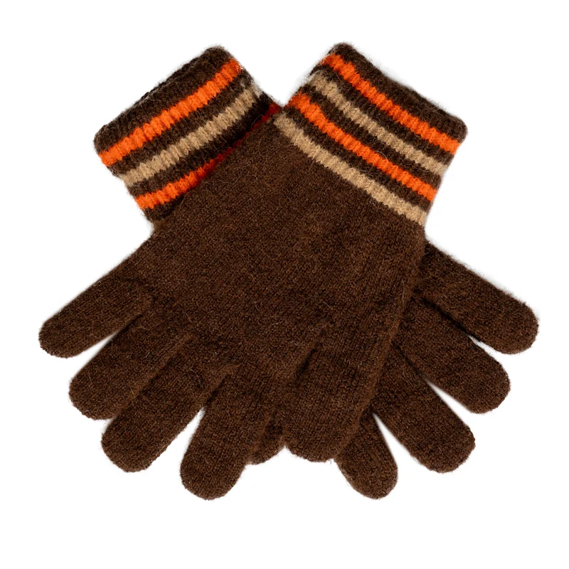 Women’s Knitted Gloves with Striped Cuffs