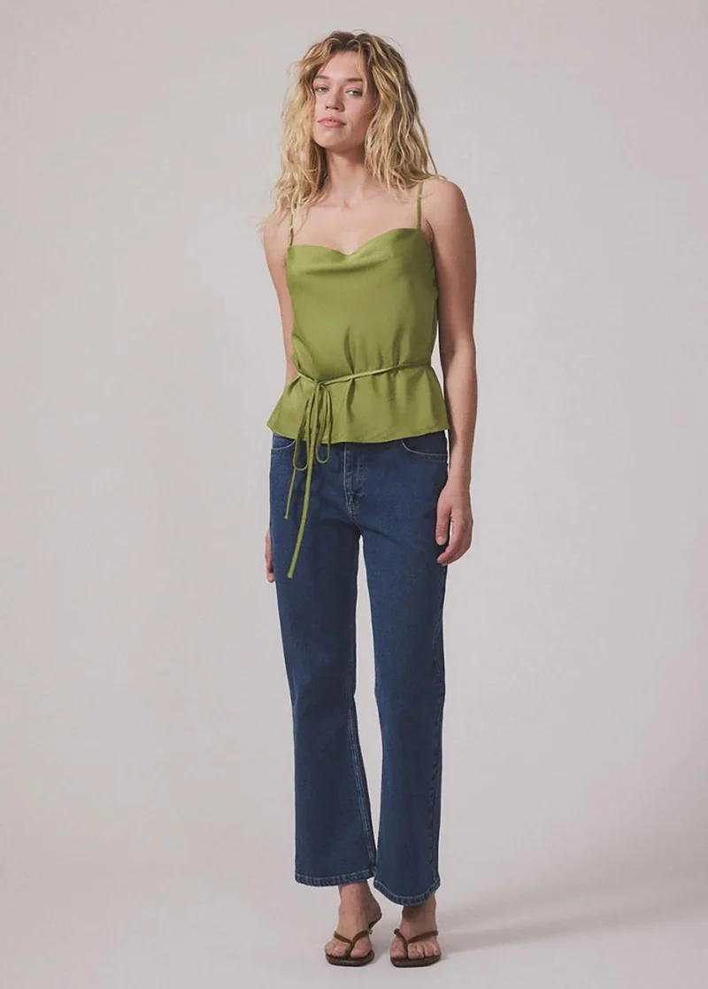 Modstrom Narcissamd strap top satijn groen