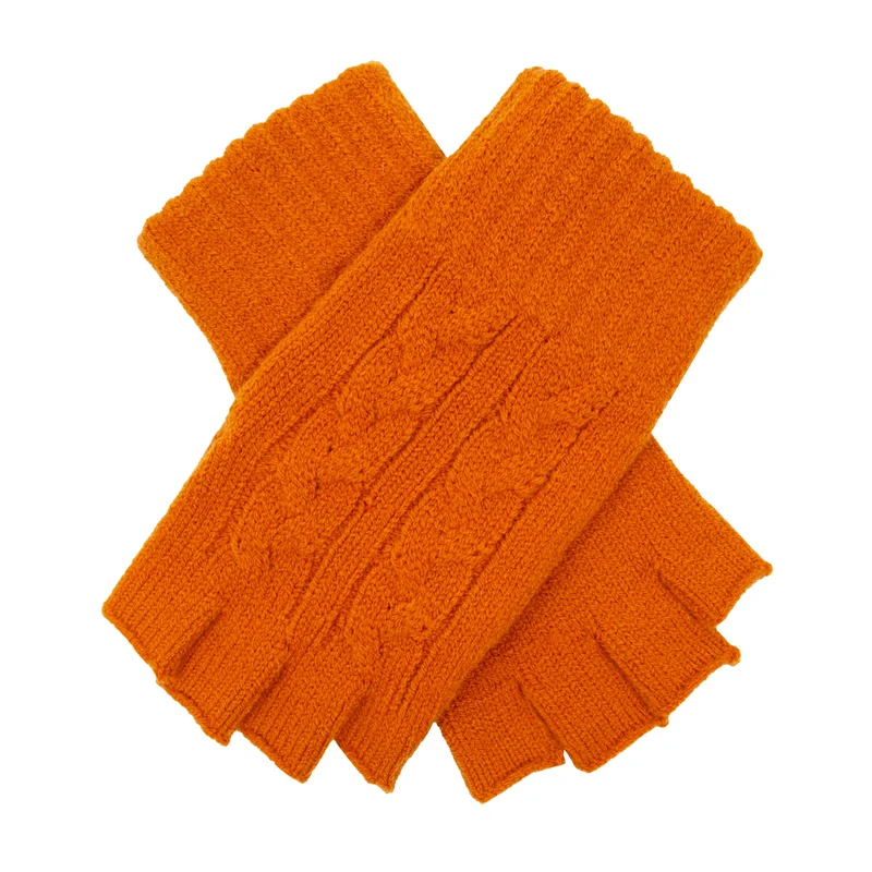 Gants en tricot à câble sans doigts pour femmes