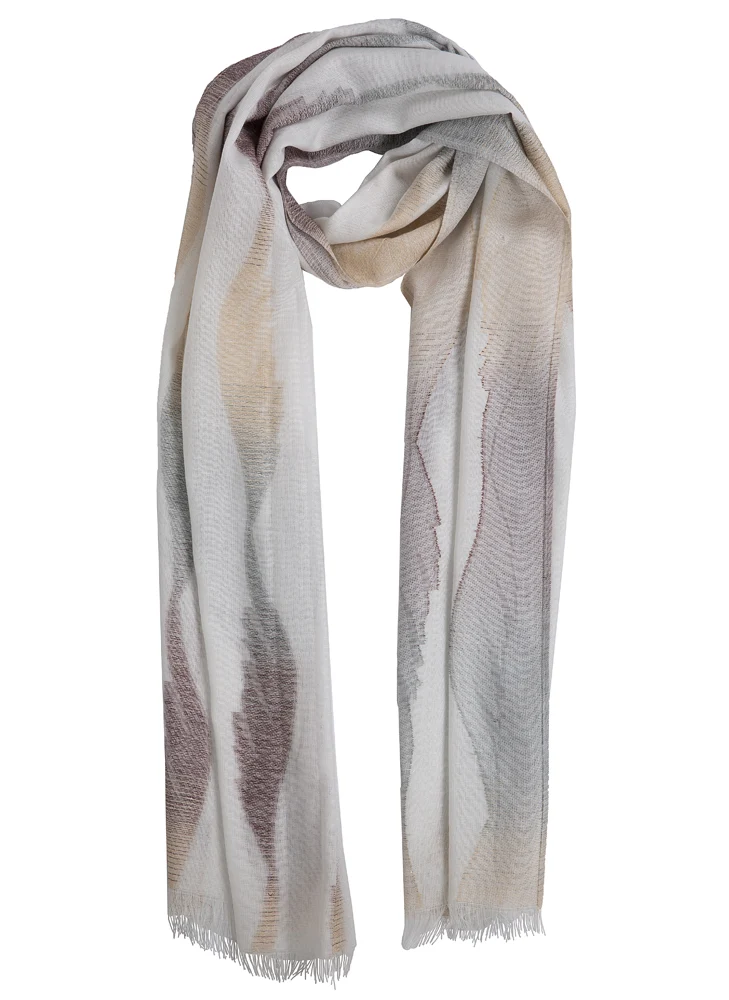 Femmes Abstract Feathers Pattern Lightweight Scarf