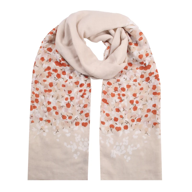 Women's Lightweight Scarf with Ditsy Floral Ends