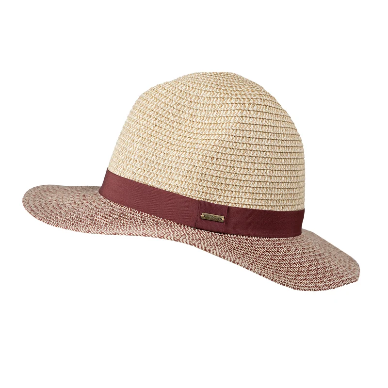 Chapeau Fedora en paille pour femmes avec bande de couleur et bord bicolore
