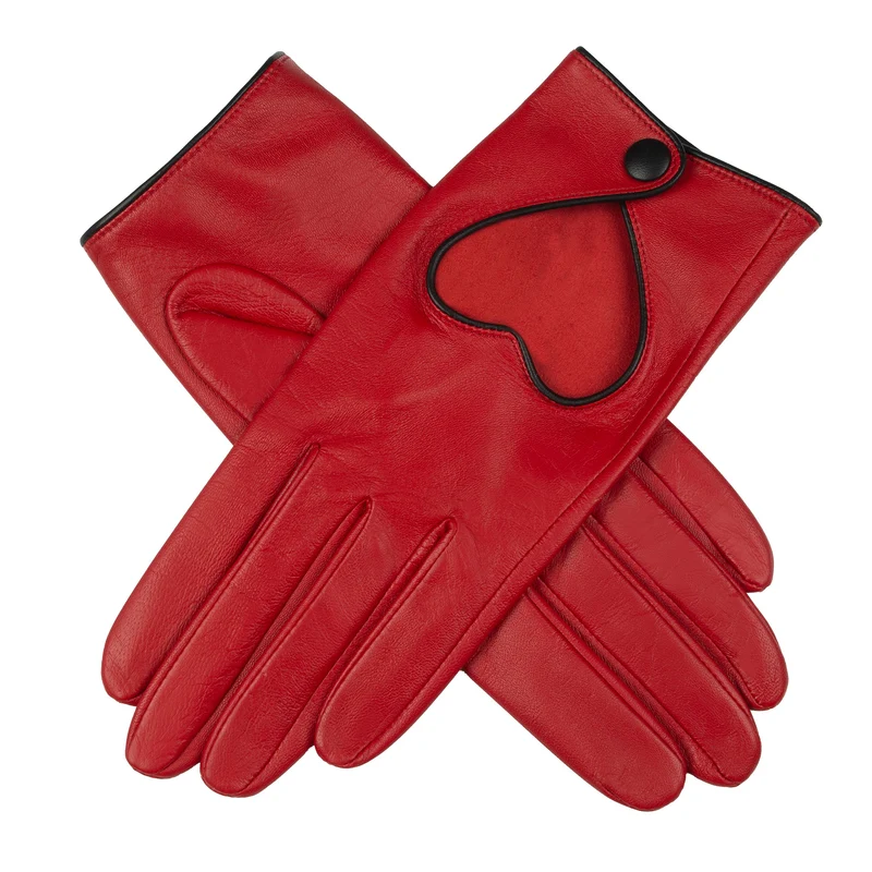 Women's Leather Driving Gloves with Heart Cut-out