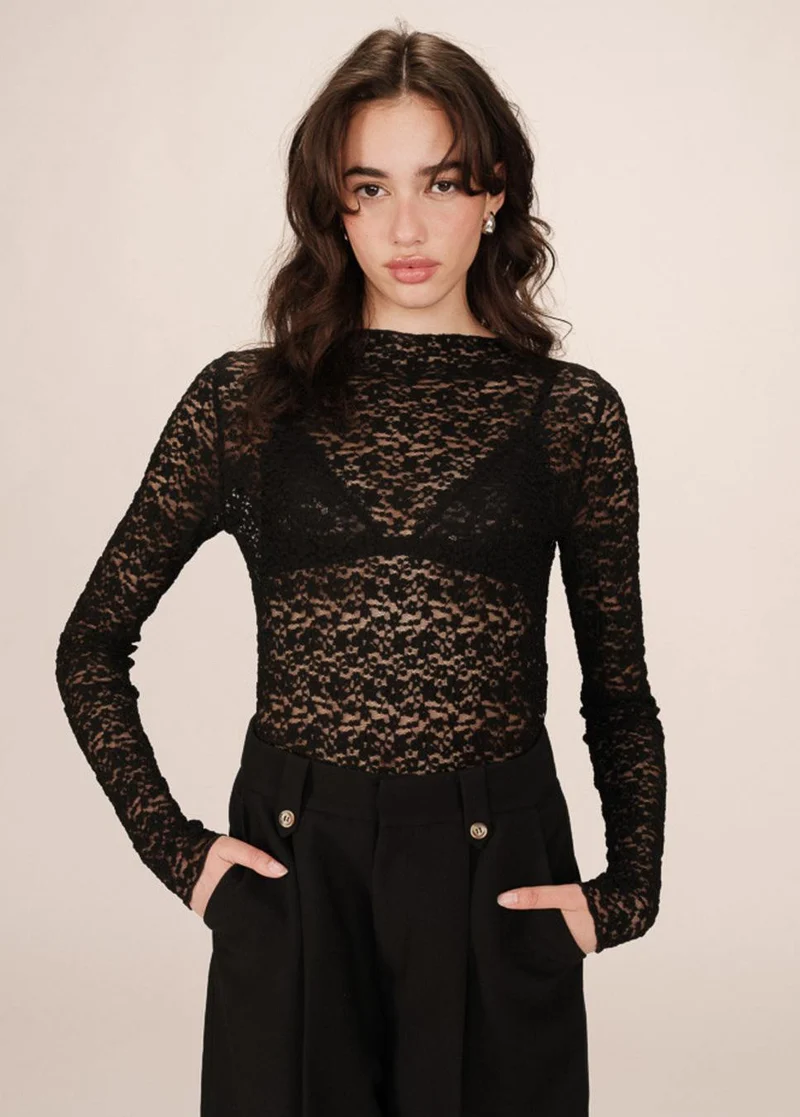 Grace & Mila shady top kant zwart